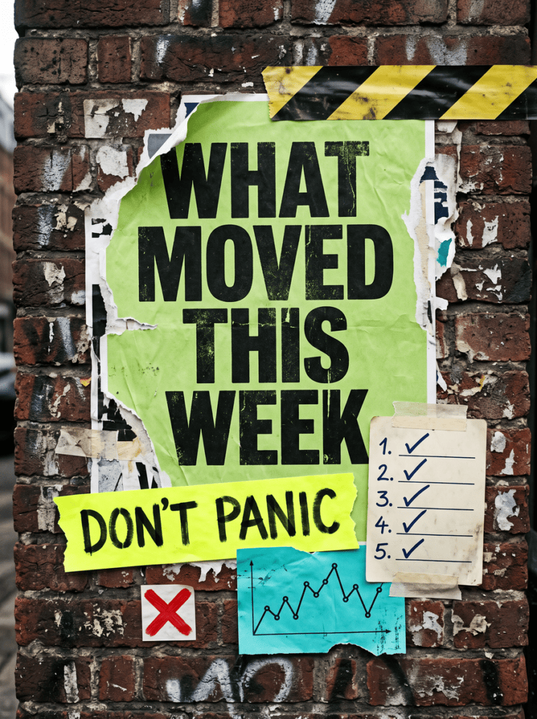 Quick version of the digital marketing news late-July 2026 round-up: what moved this week poster on a brick wall