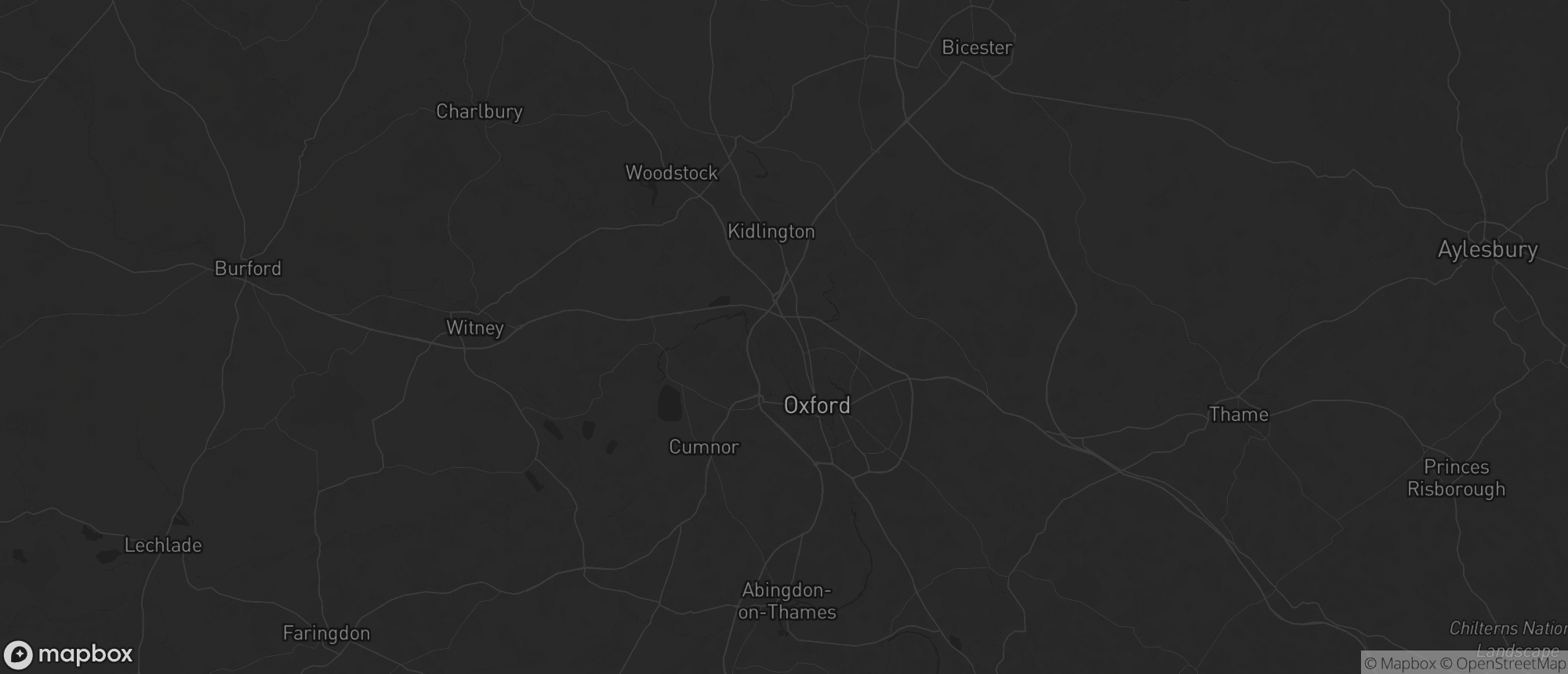 Map of Oxfordshire for SEO services in Oxfordshire