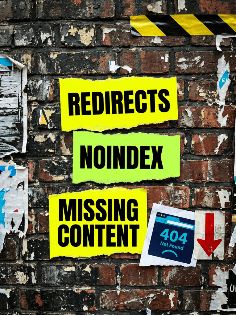 Traffic drop after a website redesign: redirects, noindex and missing content