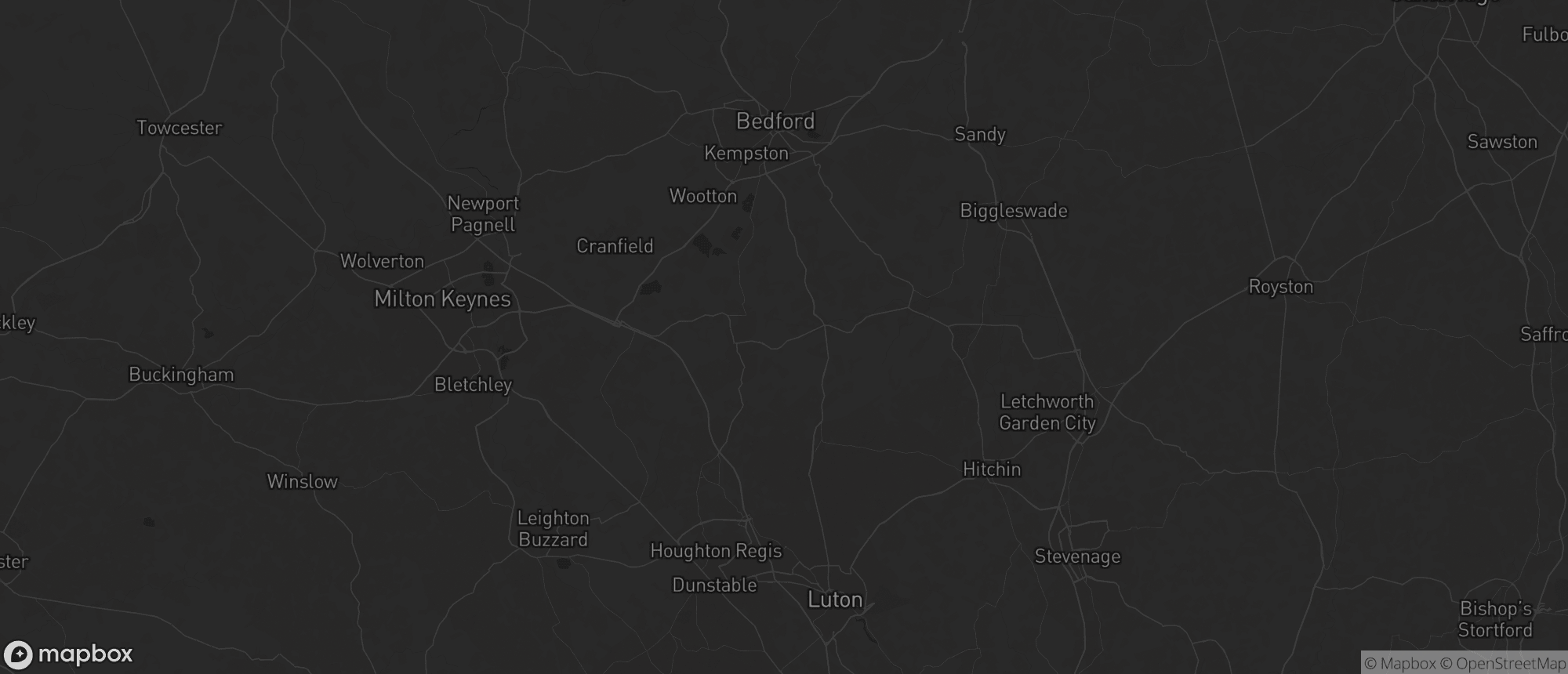 Map of Bedfordshire for SEO services in Bedfordshire