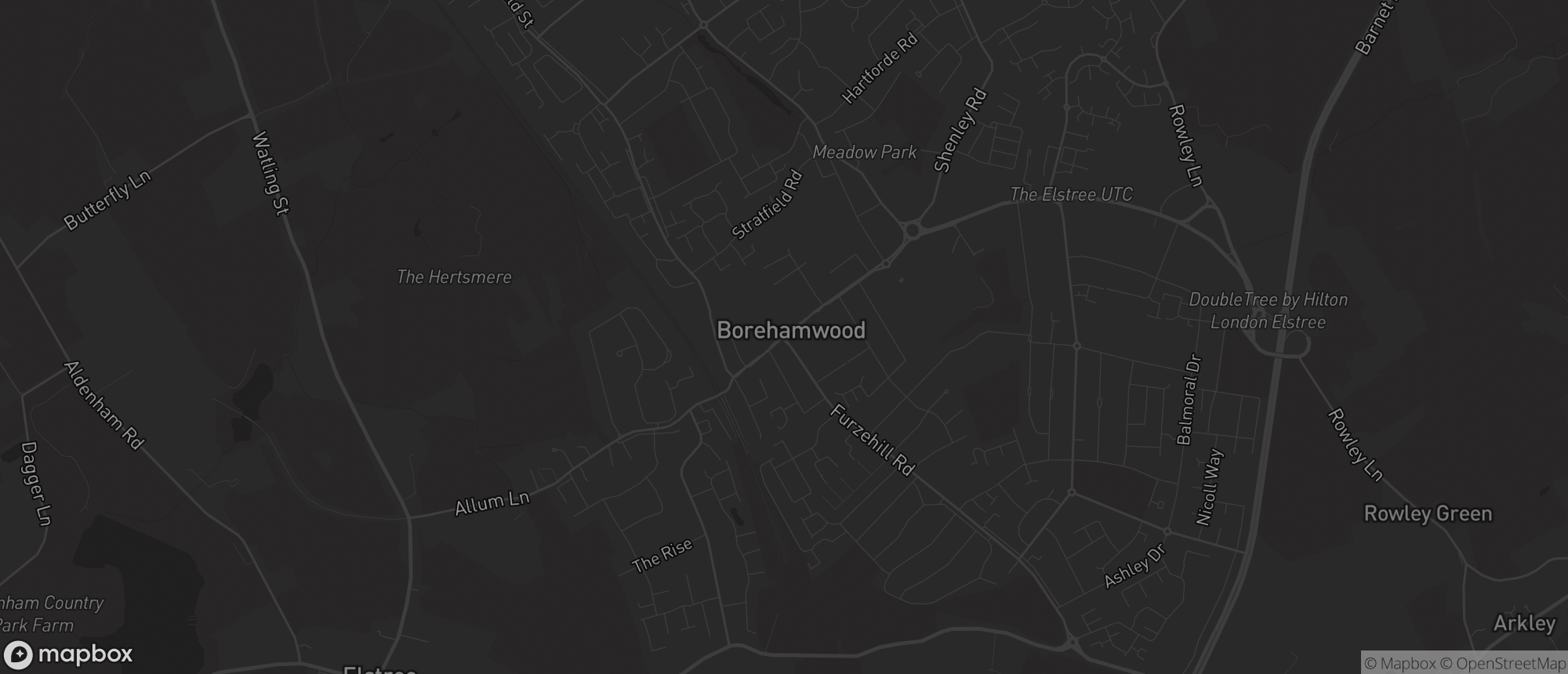 Map of Borehamwood for SEO services in Borehamwood
