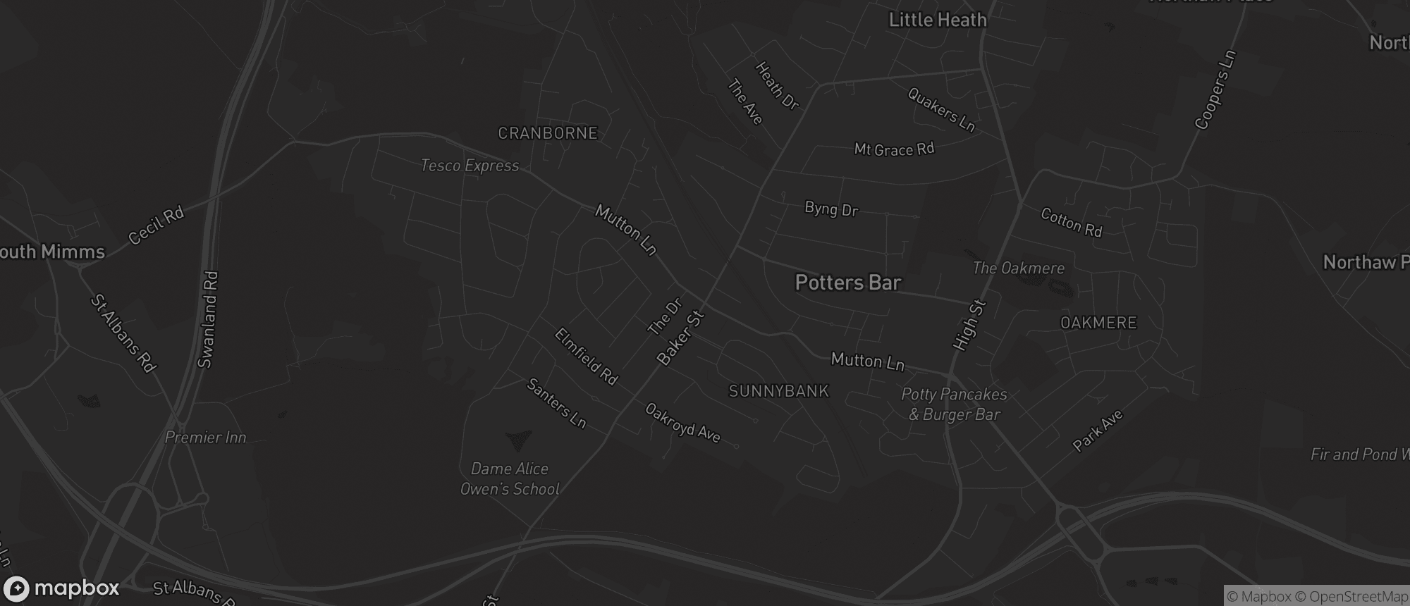 Map of Potters Bar for SEO services in Potters Bar