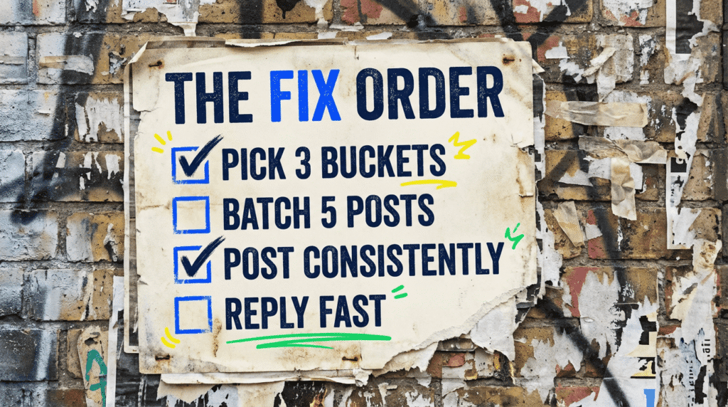 Full guide to what should I post on social media for my business, laid out as repeatable content buckets