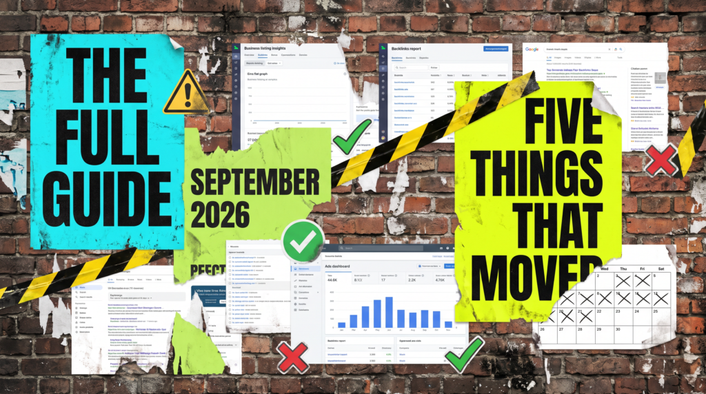 Digital marketing news mid-September 2026 full guide poster collage of Business Profile, Search Console and Google Ads changes