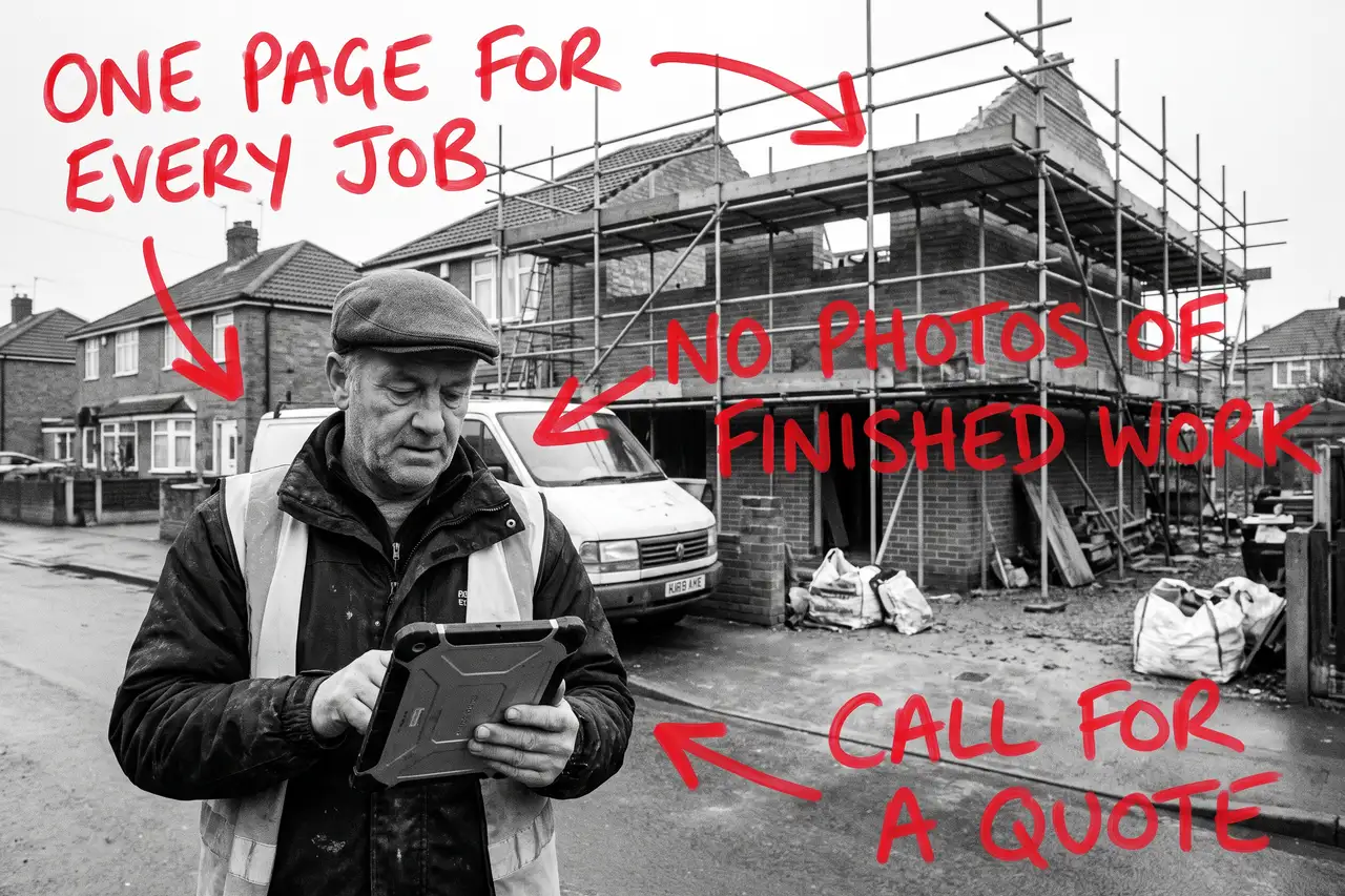 Why Is My Builder Website Not Getting Enquiries?, marker-annotated photo