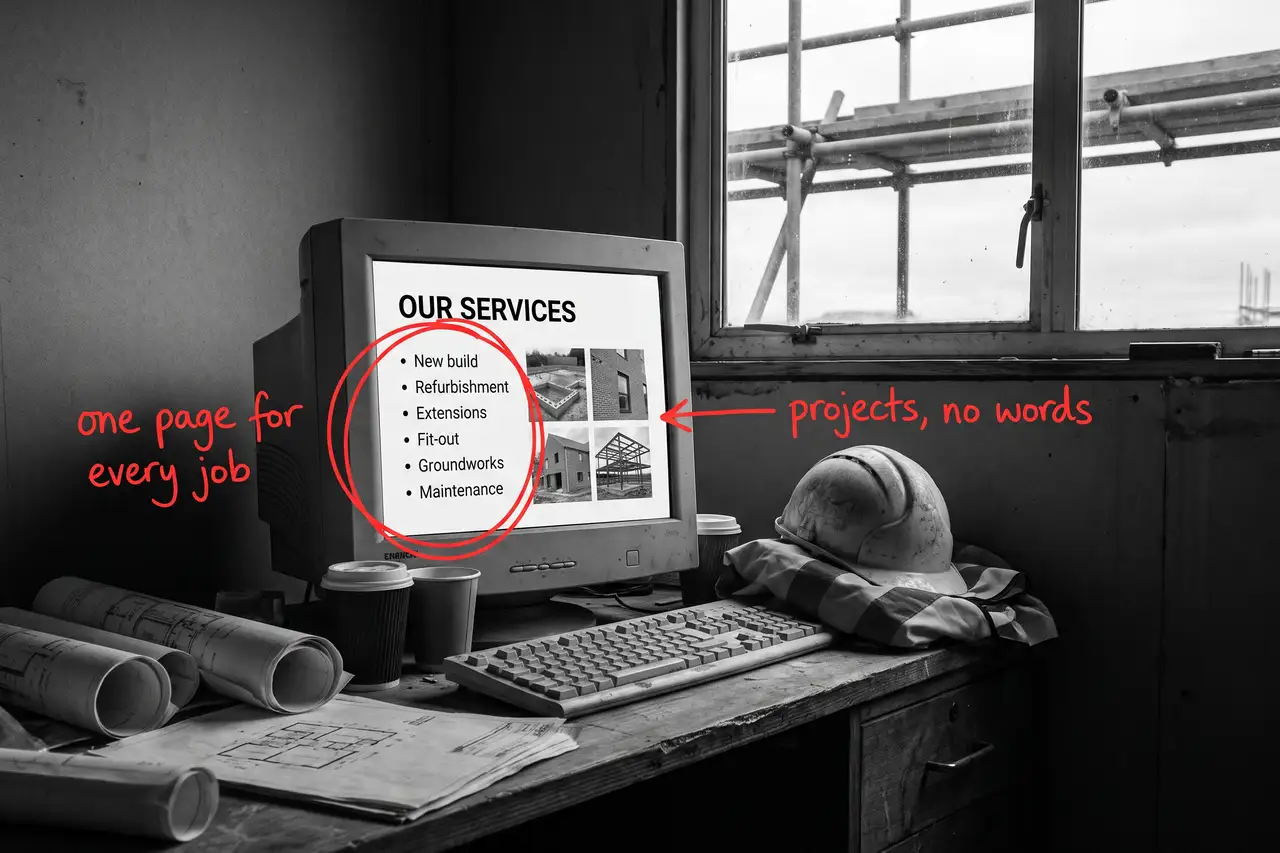 How To Get More Construction Leads Without Buying Them, marker-annotated photo