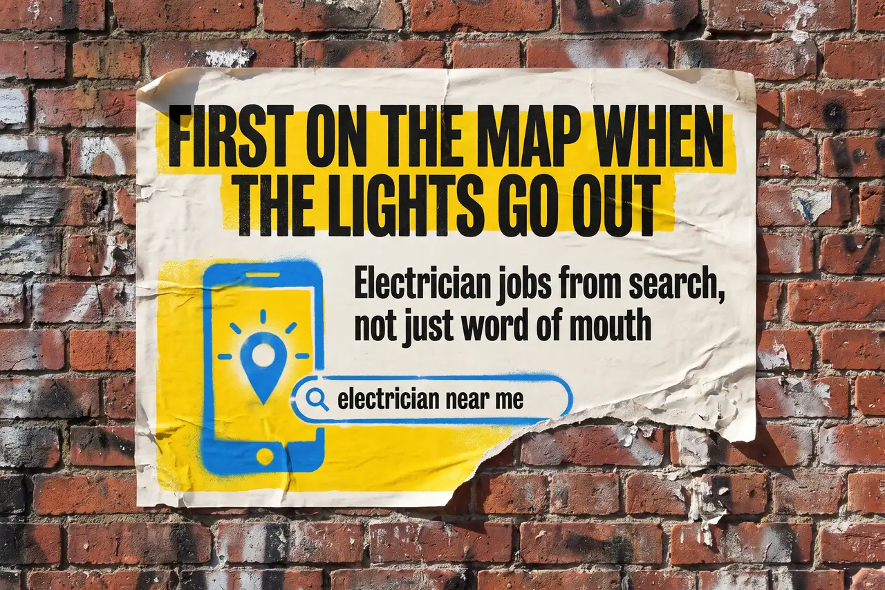First firm on the map when the lights go out, paste-up poster