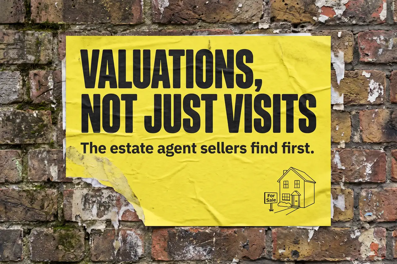 How Do I Get More Valuation Leads? poster pasted on a brick wall