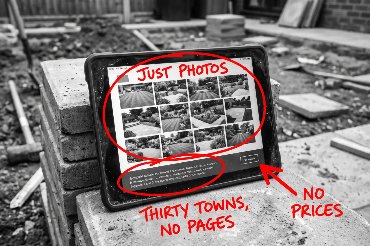 How To Get More Landscaping Clients Without Paying For Leads, marker-annotated photo