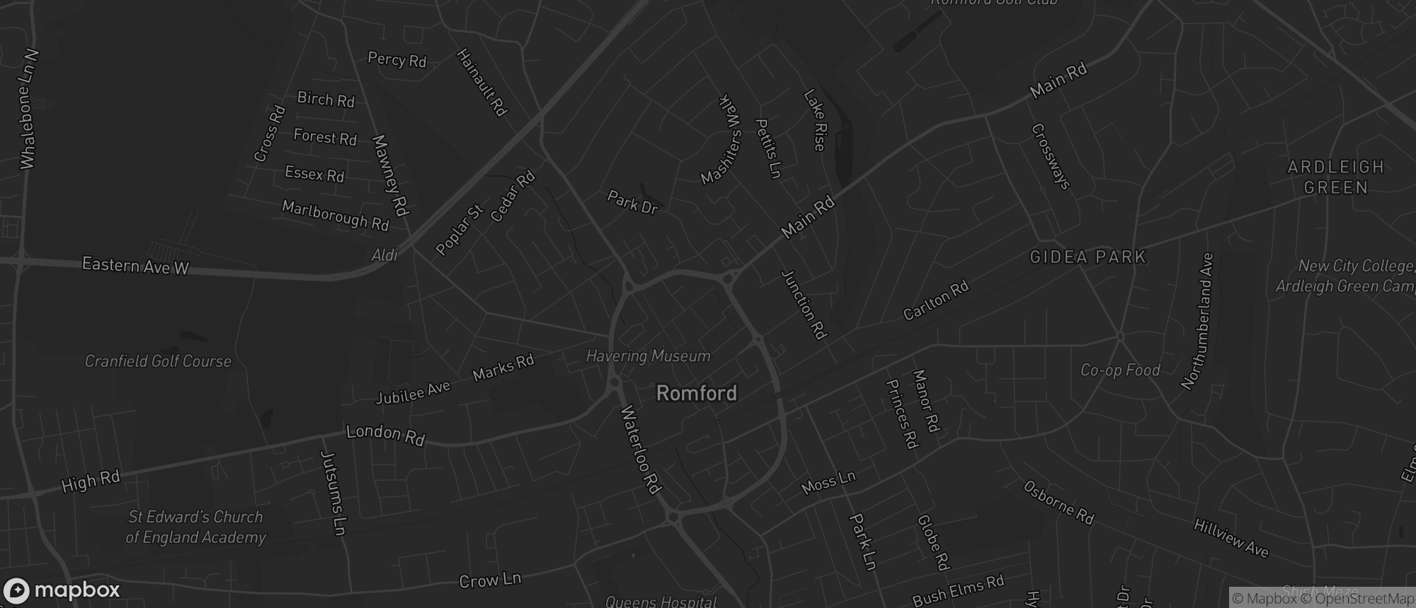 Map of Romford for SEO services in Romford