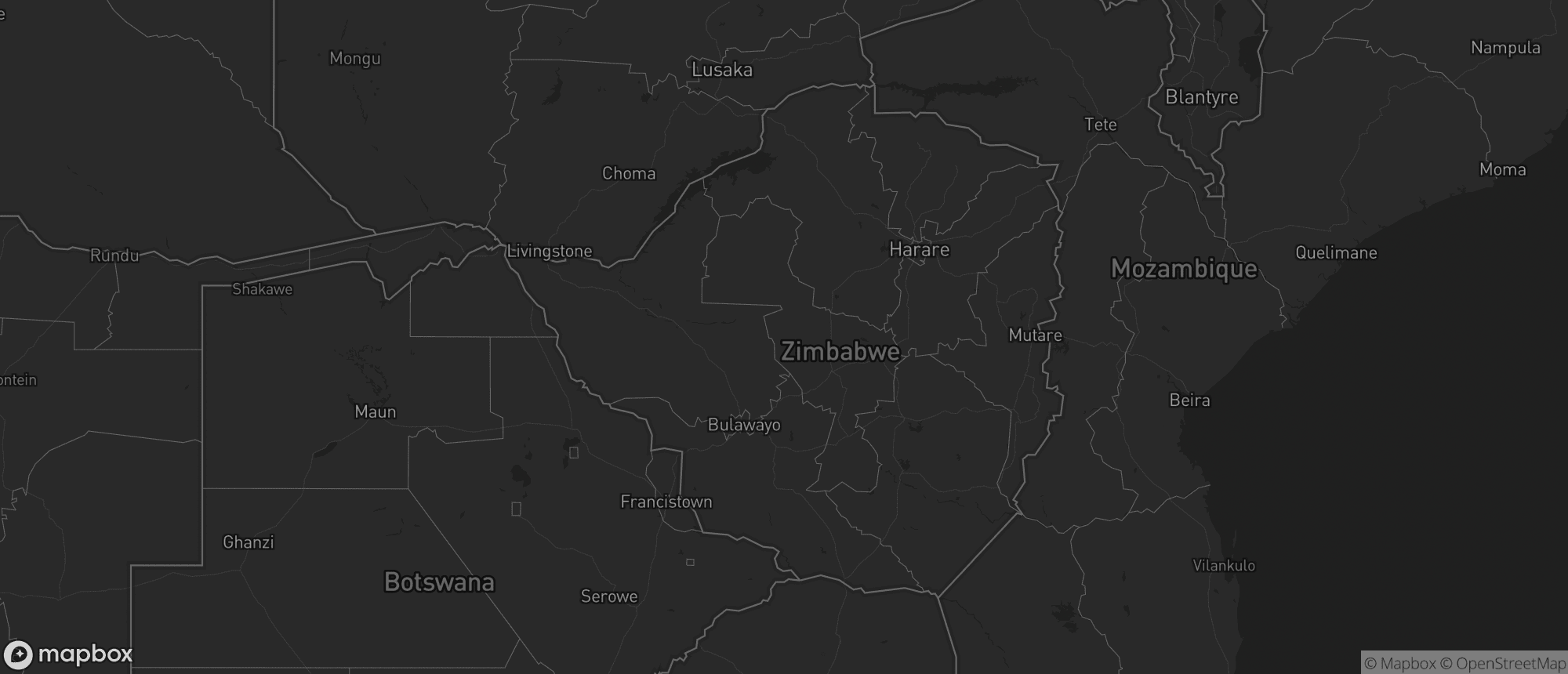 Map of Zimbabwe for SEO & AI services in Zimbabwe