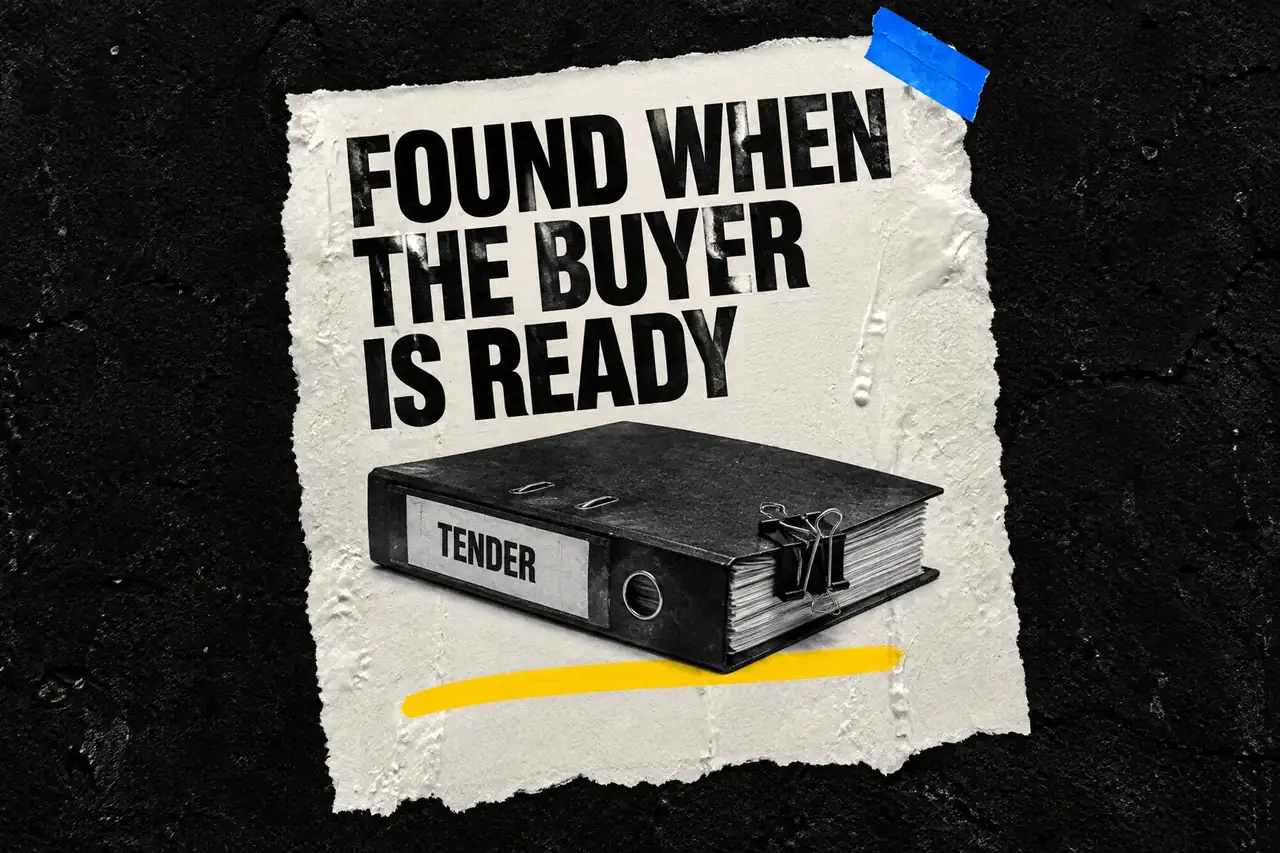 Found when the buyer is ready, paste-up poster