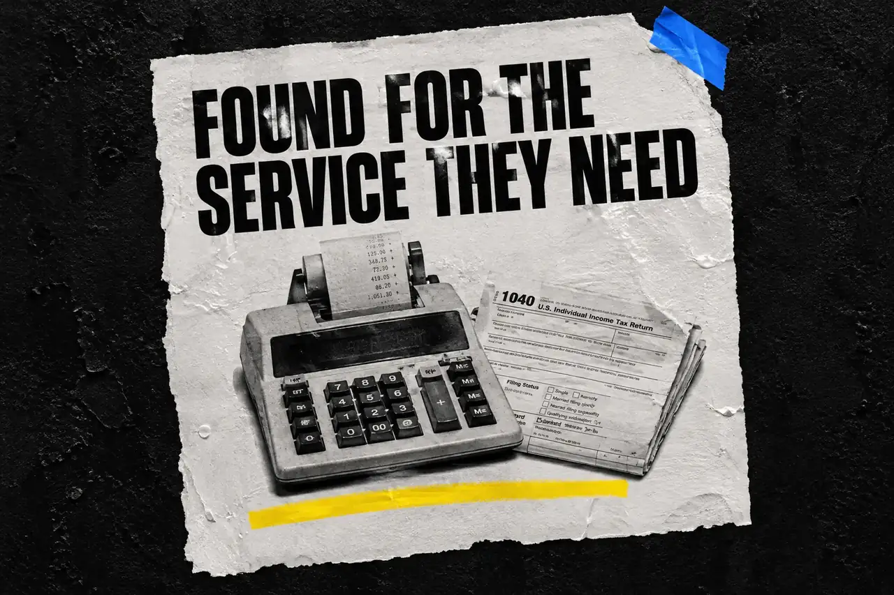 Found for the service they need, paste-up poster
