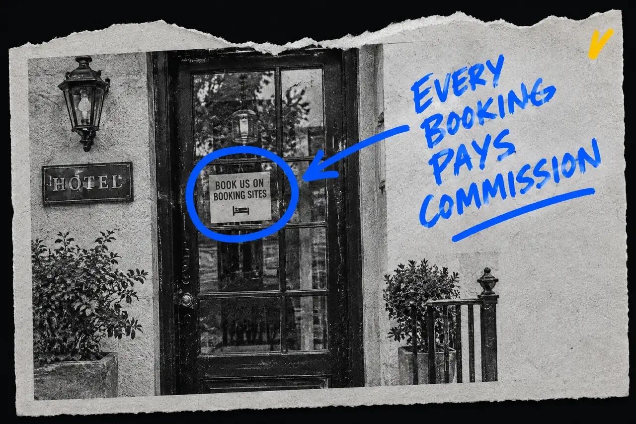 Every booking pays commission, marker-annotated photo