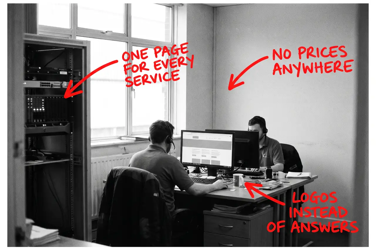 How Do I Get More Clients For My IT Company?, marker-annotated photo