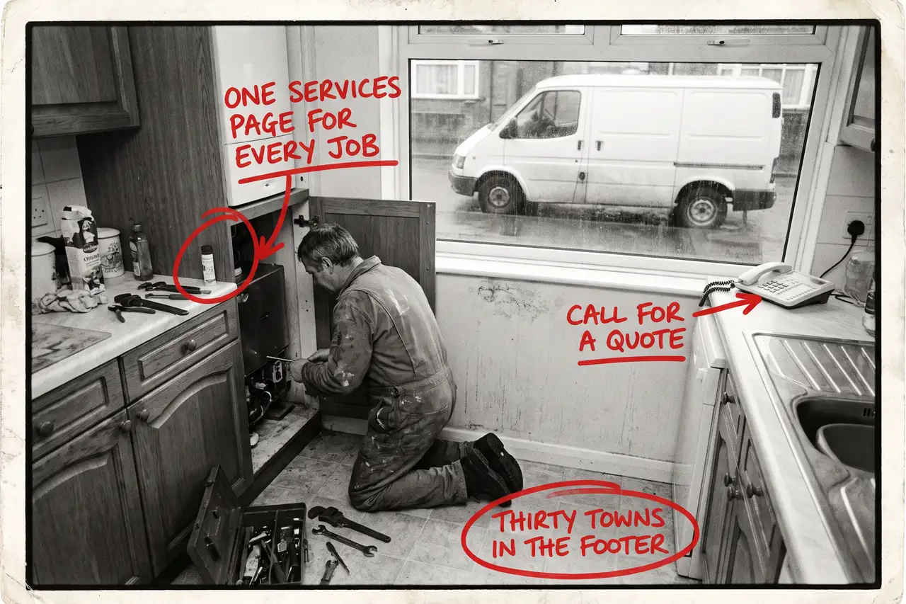 How Do I Get More Plumbing Leads?, marker-annotated photo