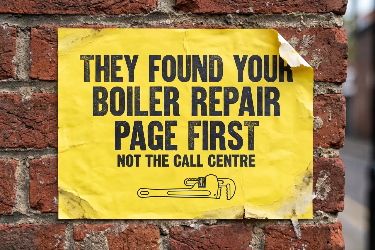How Do I Get More Plumbing Leads? poster pasted on a brick wall