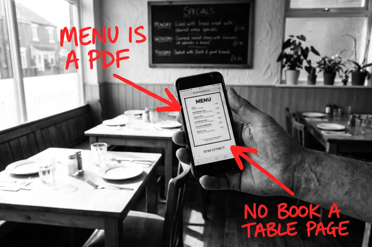 How Do I Get More Restaurant Bookings?, marker-annotated photo