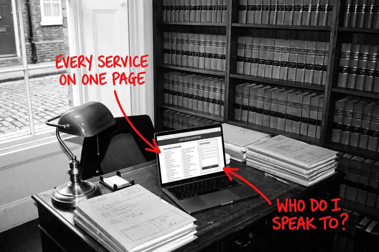 How Do I Get More Clients For My Law Firm?, marker-annotated photo