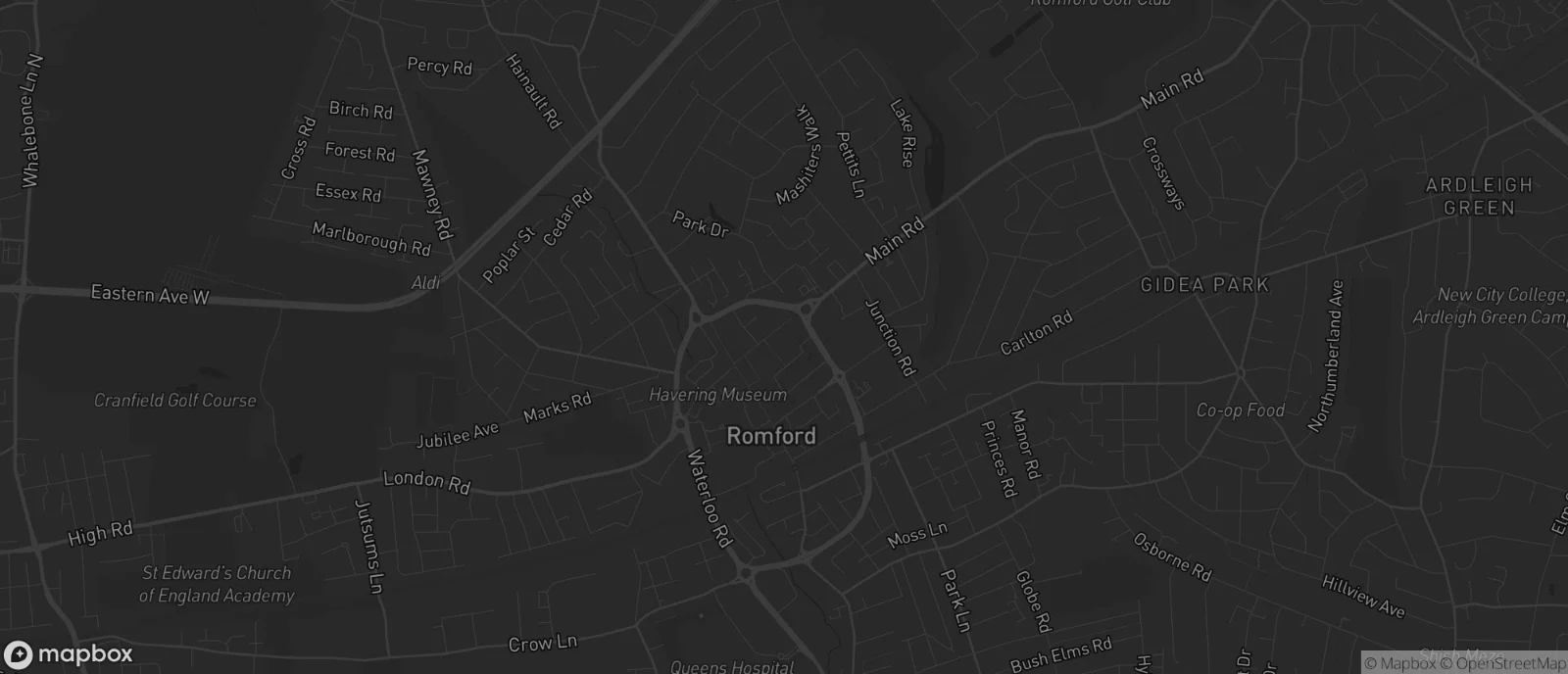 Map of Romford for SEO services in Romford