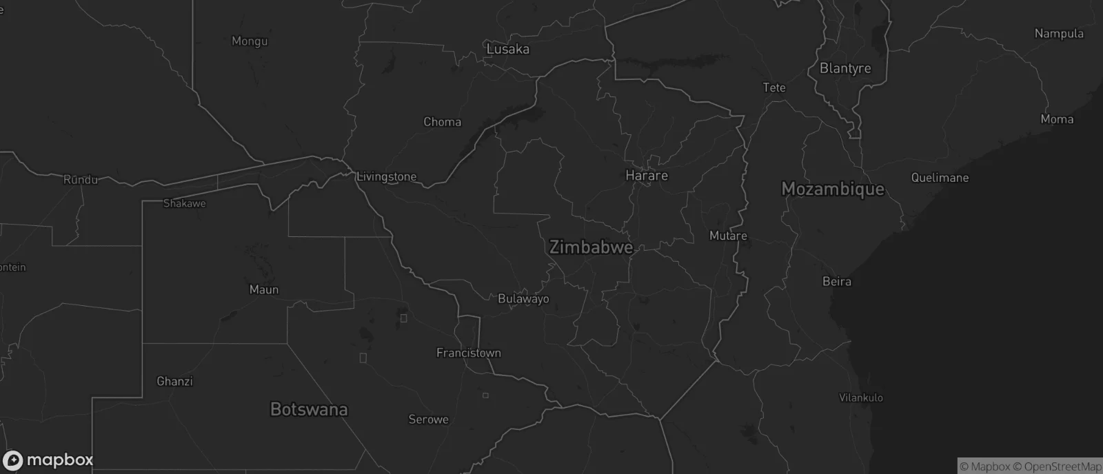 Map of Zimbabwe for SEO & AI services in Zimbabwe