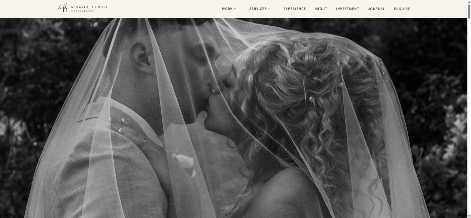 Mikayla Dierdre Photography homepage built by FlyPost